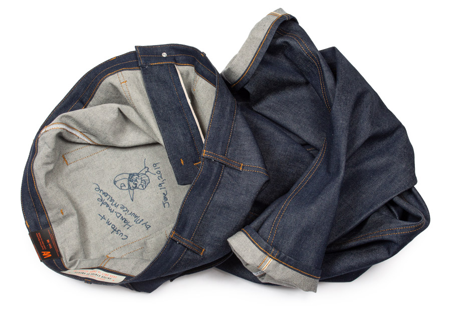 Maurice Malone autographed jeans custom made for Williamsburg Garment Company bespoke customer Maurice Malone autographed jeans custom made for Williamsburg Garment Company bespoke customer