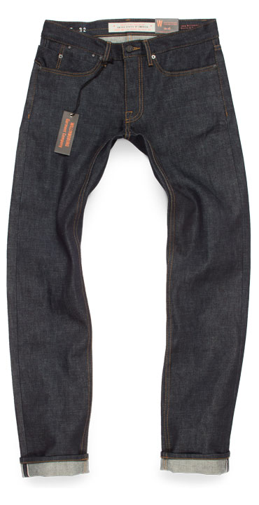 Grand St. men&rsquo;s slim selvedge raw denim American made jeans