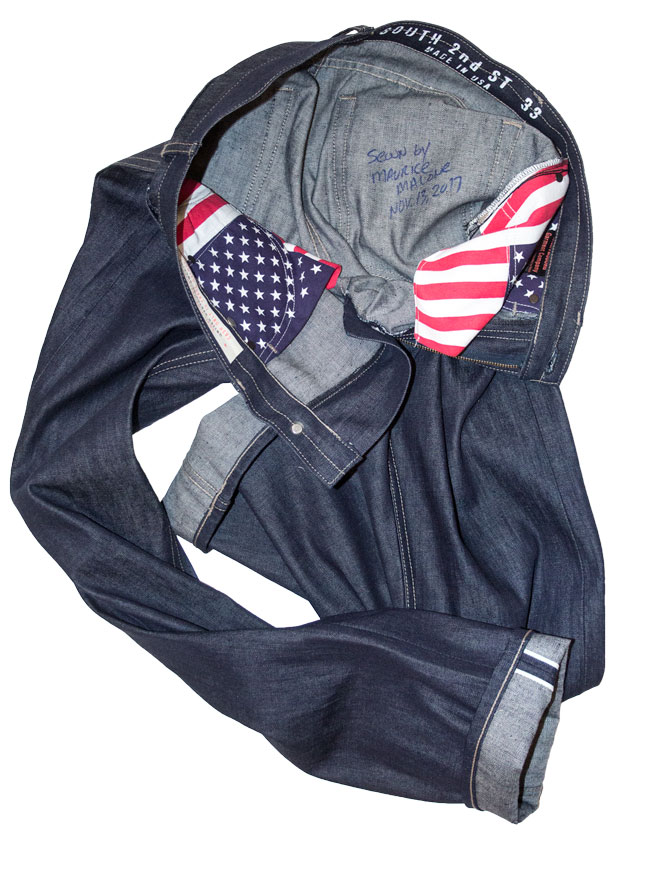 Hand made raw denim jeans by designer Maurice Malone Hand made raw denim jeans by designer Maurice Malone